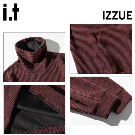 Izzue it Hong Kong trendy brand turtleneck sweatshirt men's autumn and winter American retro loose casual pullover top jacket dark gray official authentic M