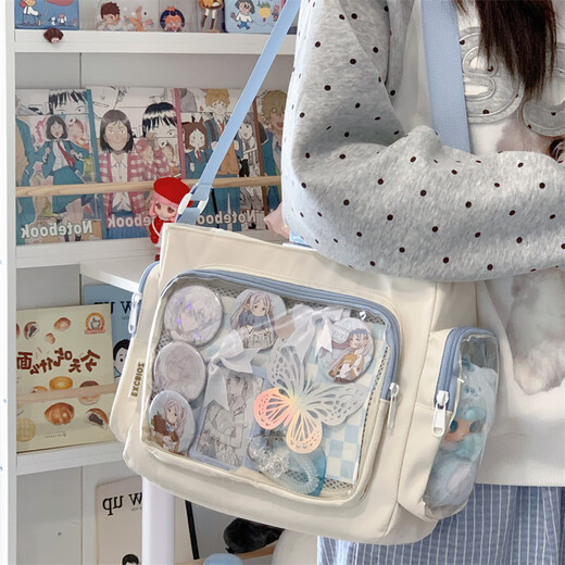 Rui Chao pain bag crossbody large capacity daily style high-value blue bar student party two-dimensional shoulder bag handbag white star bunny