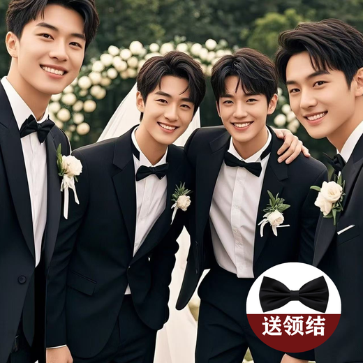 Kaduton suit suit, male groomsmen suit, brother group suit suit, wedding groom suit, wedding business casual suit, black (white shirt + suit + trousers) L 105-115Jin Jin equals 0.5 kg