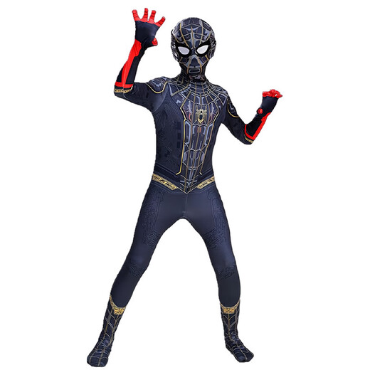 European and American Halloween costumes children's black Spider-Man jumpsuit adult Miles tights co Heroes Expedition mesh style one size 110