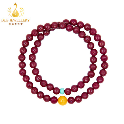 Bailuoqi Xiangxi original mineral cinnabar bracelet for women multi-circle beeswax beaded turquoise transfer bead bracelet beads 6mm