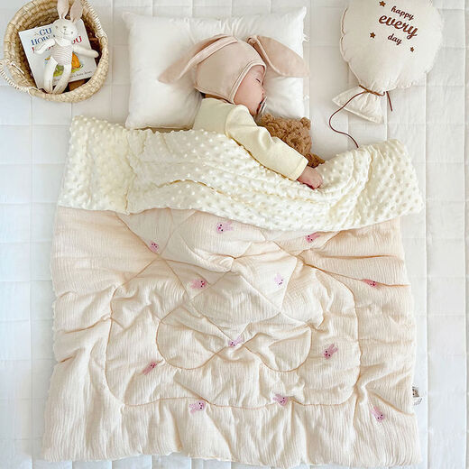 Yunduo Newborn Baby Spring and Autumn Cover Blanket Children's Air Conditioning Quilt Kindergarten Quilt Autumn and Winter Quilt Soothing Beanie Velvet Blanket Bear Head Embroidered Beanie Quilt 10-20 degrees 120x150cm