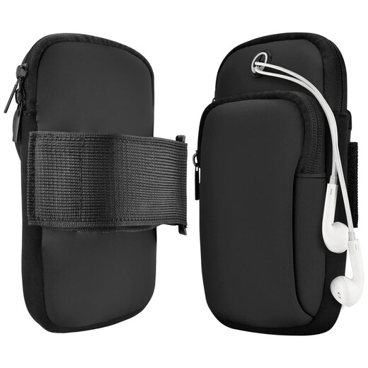 Factory wholesale mobile phone arm bag, sports and fitness outdoor arm sleeve, arm bag, arm strap, wrist bag, gift LOGO, black, under 6.5 inches