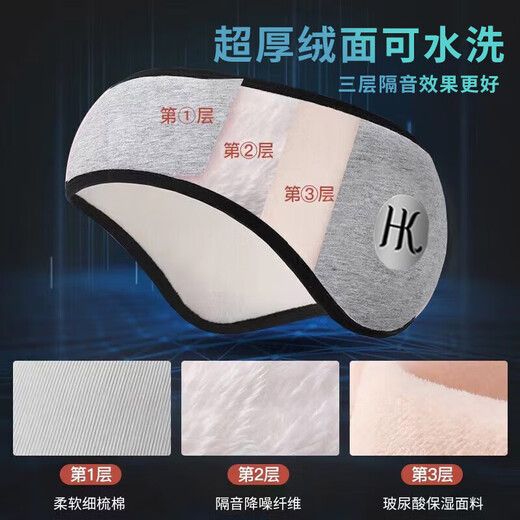 H&K隔音耳罩/眼罩一体全包式可侧睡不压耳【灰色升级款】耳罩+耳塞