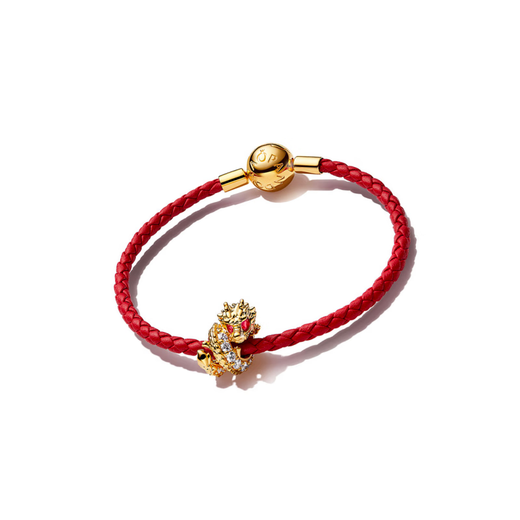PANDORA Little Golden Dragon Story Chain 925 Silver Gold Plated Copper Silver Alloy Bracelet Women's Red Red 17.5 Brand Original Box