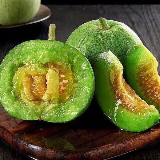 Emerald melon seeds, thin-skinned, super-sweet cantaloupe seeds, spring green-skinned, crispy melons for all seasons, early-maturing, high-yielding cantaloupe seeds, emerald melon seeds/pack, about 100 seeds, 1 pack