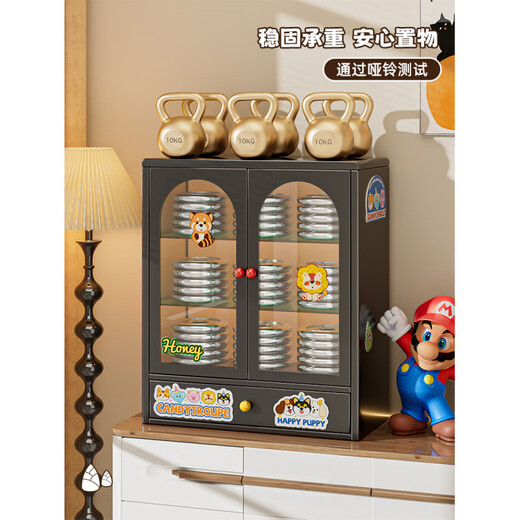 M Purchase Products Handmade Display Cabinet, Pain Cabinet, Desktop Blind Box Storage, Doll Display Stand, Bubblema Dream Black-With Drawer 40*15*47cm