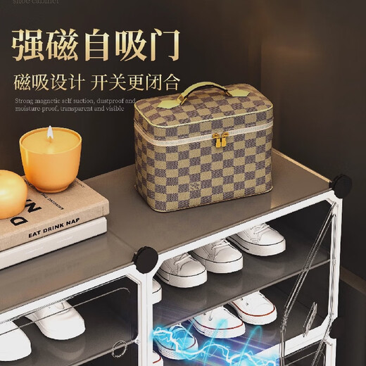 Liangpinism Shoe Cabinet 2025 New Storage Artifact Large Capacity Multi-Layer Shoe Rack at the Door Door with Transparent Magnetic High Translucent Door Thickened 3 Columns and 10 Layers - Approximately 60 pairs of boots can be placed