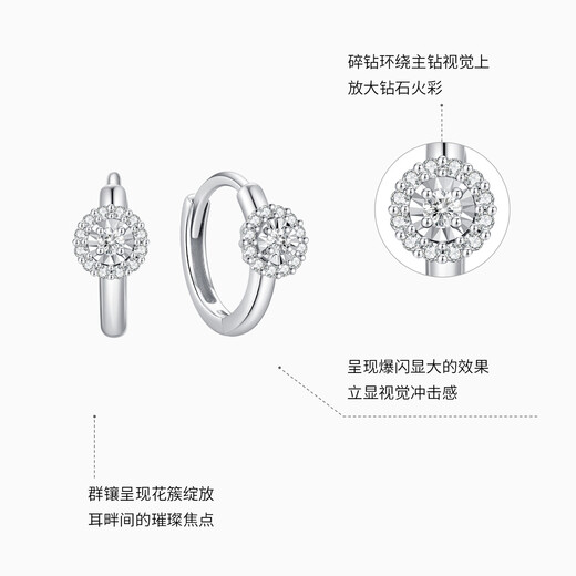 Chao Acer Platinum Platinum Diamond Earrings for Women PT950 Earrings Sparkling Fashion Gift for Girlfriend Single Single Style