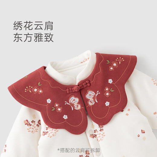 Guiqi Xiong Warm Protective Cotton Baby Girl's Padded One-piece Jumper Thickened and Warm Baby Red Chinese New Year Romper for Winter