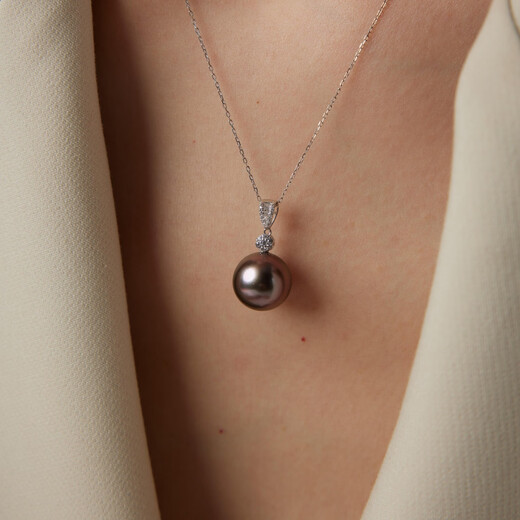Zunding Pearl-Full body 18K seawater pearl Tahitian pendant (including chain) 11-12mm Tahitian 11-12mm