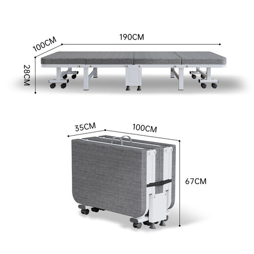 奥凯弗折叠床午休单人床办公室午休床午睡床四折海绵床家用木板床 100cm