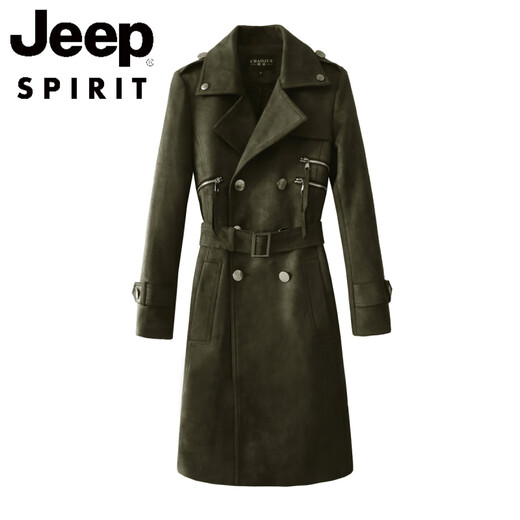 JEEP SPIRIT New Retro Suede Windbreaker for Men and Women Couples 2025 Spring and Autumn New Fashion Tassel Handsome Mid-Length Jacket Trendy Army Green S
