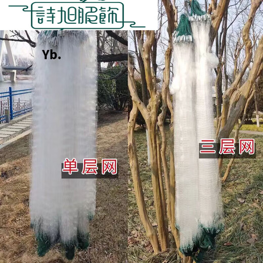 Fishing nets, fishing gear, sticky wire nets, single-layer floating nets, three-layer sinking nets, hanging sub-fishing nets, crucian carp, silver carp, white strip nets, three limited-time single layers, 1 finger, 8 meters long, 0.8 meters high