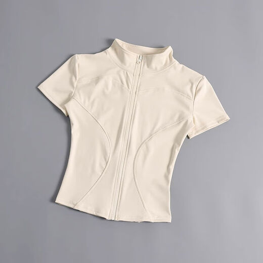 2025 training new style naked short-sleeved T-zip fitness clothes women's cycling clothes outdoor sports yoga summer tops Star Black S S