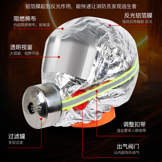 DEXUN THE FUTURE gas mask fire mask fire and smoke mask fire escape filter self-rescue respirator TZL30A blue fire mask TZL30 reflective head-mounted model