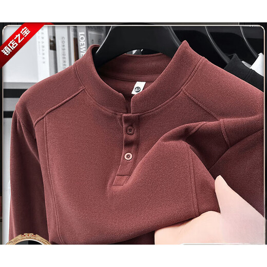 SPACE OWEN Laicai clothing store men's long-sleeved sweatshirt autumn and winter new Henry collar velvet bottoming shirt fashionable and versatile men's black 3XL (recommended weight 165-180Jin Jin equals 0.5 kg)