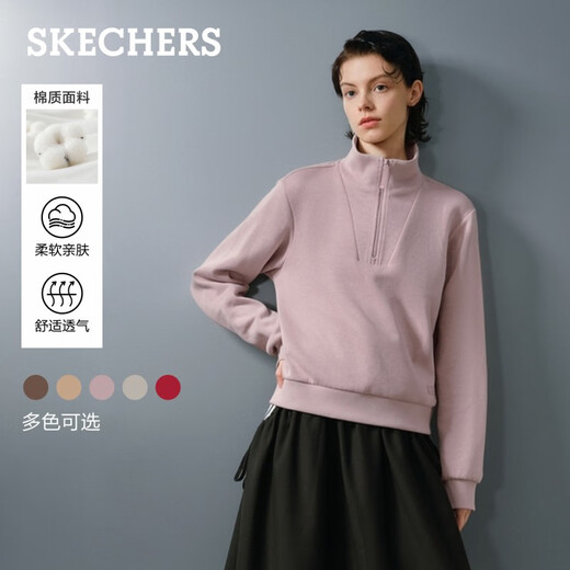 Skechers knitted pullover sweatshirt for women 2025 autumn new long-sleeved jacket casual sportswear L425W012