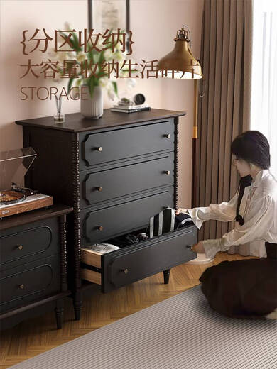 Fantasy French antique chest of drawers, American style storage cabinet, solid wood chest of drawers, bedroom storage cabinet, Medieval IV Lines four drawers + Annie dressing table stool