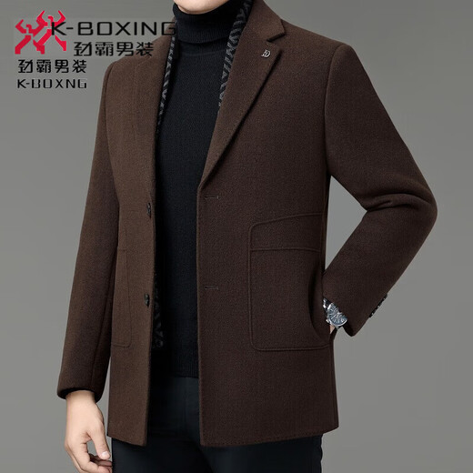 KBXNG Jinba winter double-sided wool men's coat suit collar mid-length liner jacket middle-aged men's wear 8669 black (removable liner) M 170/48
