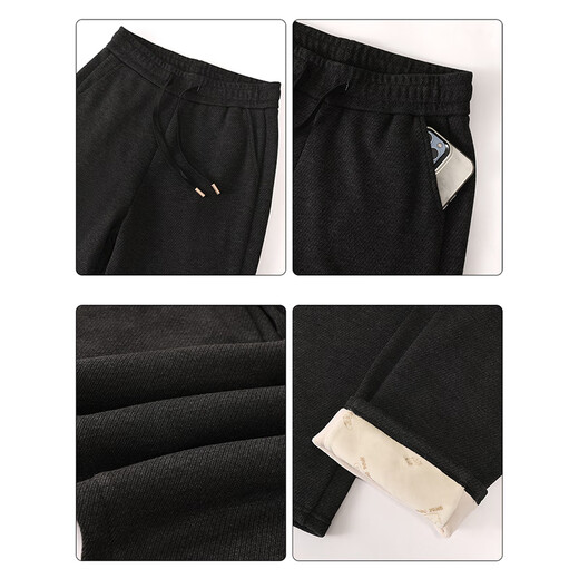 Langsha Down Pants Women's New Winter High-waist Slim Straight Pants Loose Warm Plus Velvet Thickened Casual Pants Black 90% White Goose Down Snow Country Special L Recommended Weight 110-130 Jin Jin equals 0.5 kg