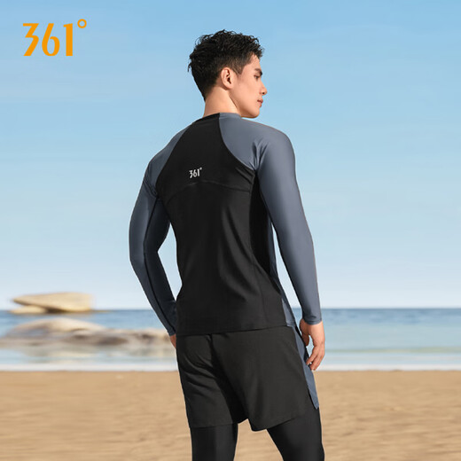 361 Men's swimsuit men's jellyfish suit swimming trunks split long-sleeved trousers winter snorkeling surf suit black suit + swimming goggles M M height 158-168cm weight 75-120 Jin Jin equals 0.5 kg