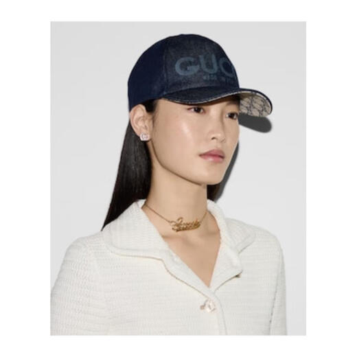 Gucci (GUCCI) women's hat sun protection cotton denim daily street baseball cap fashion black M