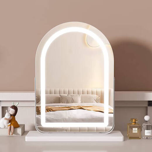 Bedroom mirror make-up mirror with light smart desktop dormitory led beauty mirror elegant light luxury wedding new house gift high-definition desktop vanity mirror girl festival practical gift rotating large size rechargeable