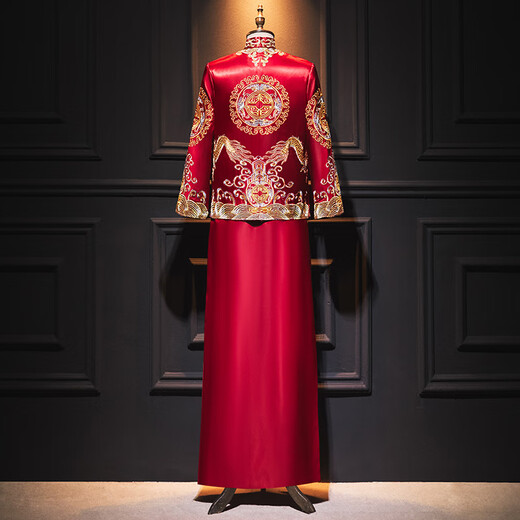 ROAR UTHAUG men's embroidered kimono 2025 new Chinese style groom's suit wedding dress slim dragon and phoenix dress men's embroidered kimono large size red 2103 S