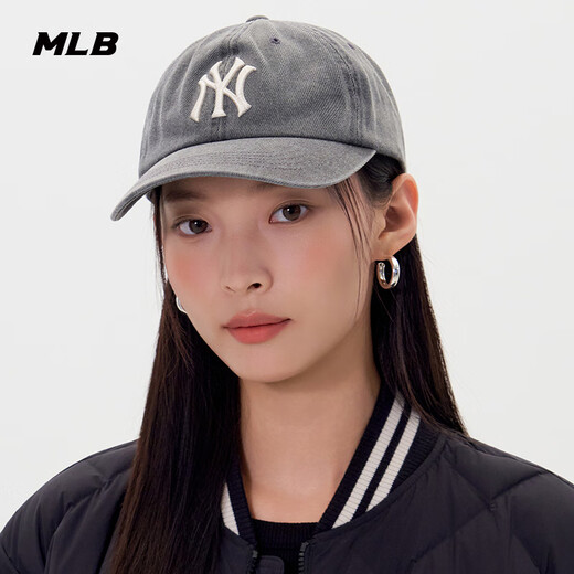 MLB Official Male and Female Couple Showing Face Small Fashion Retro Sunscreen Soft Top Baseball Cap Spring and Summer CPVV5 New York Yankees/Charcoal Gray One Size