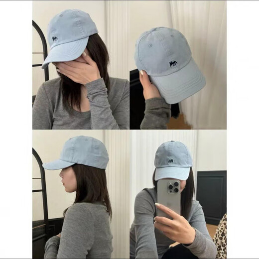 Unprinted Hat Cute Little Fox Embroidered Baseball Cap Versatile Women's Face Revealing Small Spring and Summer Korean Fashion Peaked Cap for Men Brown M (54-60cm) Adjustable