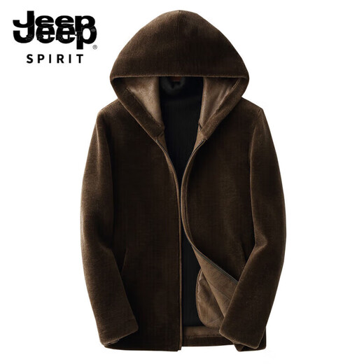 Jeep (JEEP) de una sola pieza de piel de cordero para hombre, chaqueta de cuero genuino con capucha para motocicleta, chaqueta corta de piel de oveja, abrigo de visón, chaqueta de cuero genuino de estilo militar para hombre, ranking top ten M/165