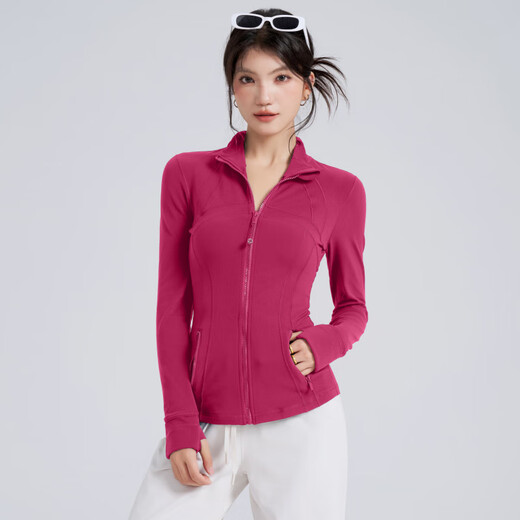 LULULOMDDW Autumn and Winter Yoga Jacket Women's Stand Collar Zipper Running Cycling Fitness Wear Pilates Training Sports Top Long Sleeve Blue L