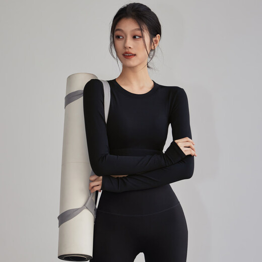 Jincheng Sexy Backless Yoga Clothes with Padded Sports Tops High-end Pilates Training Tight Long Sleeves Black YG632W S 80-100Jin Jin is equal to 0.5kg