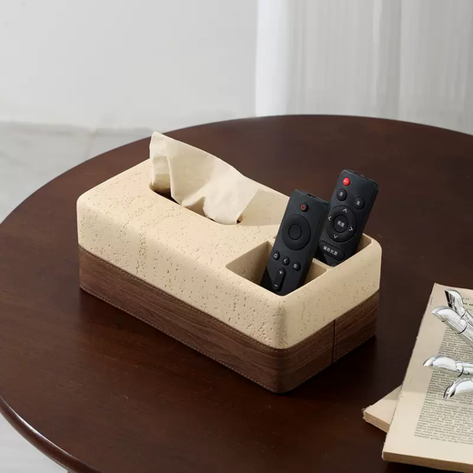 Yusenyi tissue box high-end living room light luxury high-end walnut wood grain leather paper drawer remote control storage box paper box yellow leather texture box