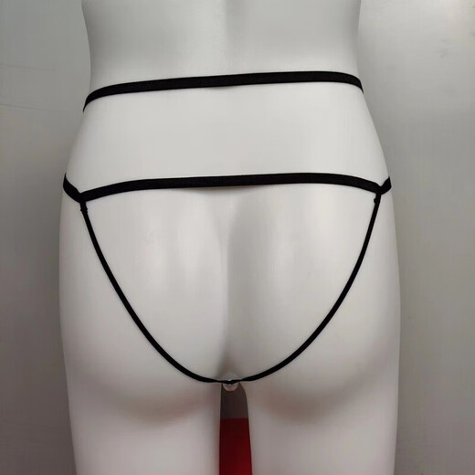 T-string Sexy Penis Pearl Massage Hollow Japanese Style Men's Seamless Lace Butt Lifting Panties Women's Sexy Red One Size