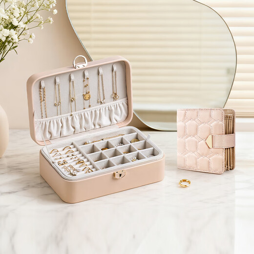 CASEGRACE cosmetics storage bag gold storage book jewelry box jewelry jewelry storage bag notebook hand decoration exquisite cosmetics travel jewelry book large amber powder 6-page velvet bag