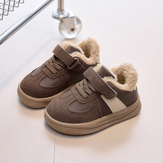 Jingqi Children's Cotton Shoes 2025 Winter New Boys Lamb Wool Plus Velvet Warm Winter Shoes Girls Baby Second Cotton Shoes Yellow Size 23 Inner Length 14.5cm Suitable for Feet Length 13.5cm
