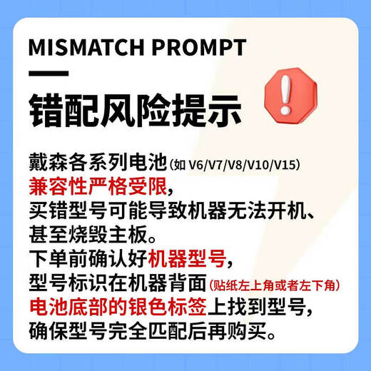 Suitable for Dyson vacuum cleaner battery V6V7V8V10 rechargeable lithium battery replacement battery replacement accessories 3C certified battery safety warranty suitable for Dyson V10 6000mAh