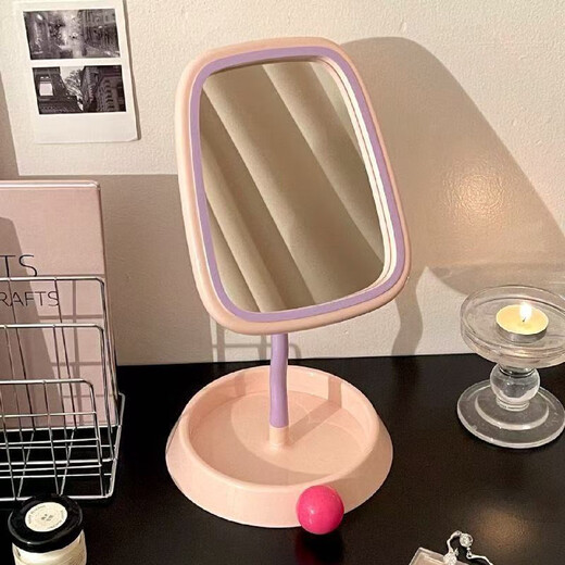 Cream style makeup mirror home dressing table bedroom girls dormitory high definition portable high-value table youth blue