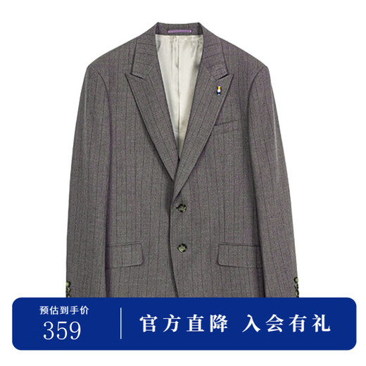 J.D.V men's dark brown striped lapel single-breasted formal suit business commuting slim suit jacket suit dark brown (dark brown) XL 04