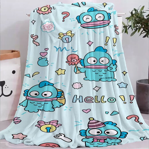 Sanrio (SANRIO) Hangyodon Flannel Blanket Children's Half Mermaid Blanket Office Lunch Break Air Conditioning Blanket Knee Blanket 046-9 200cm*150cm (Single Blanket)