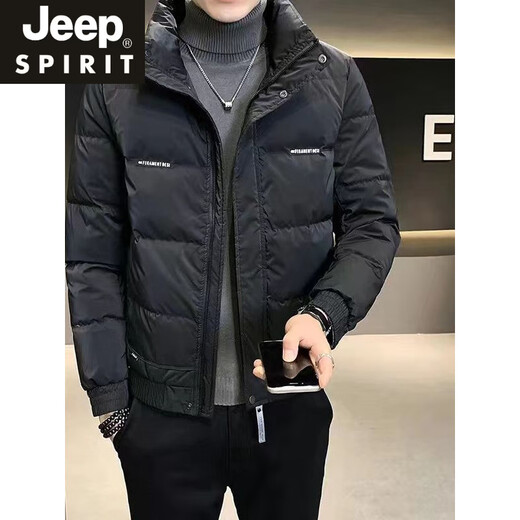 JEEP SPIRIT мужской пуховик короткий стиль красивый зимний тонкий модный бренд теплый 2025 новая модная тонкая однотонная куртка черного цвета M 90-100Jin Jin равна 0,5 кг