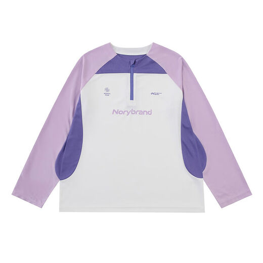 Outdoor sports cycling clothing thin sun protection half-zip contrasting stitching casual long-sleeved T-shirt gray green blue XS XS in stock