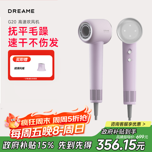 Chasing Time G20 Home Hair Dryer Constant Temperature Quick Drying Hair Dryer Negative Ion High Speed Hair Care Leafless Hair Dryer Gift Gift Lilac Purple AHD12B