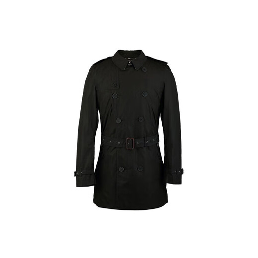 BURBERRY Новогодний подарок, однотонный двубортный ремень с лацканами, ветровка, мужской черный, черный S