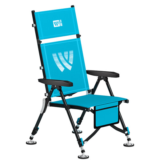 Woding fishing chair, European style fishing chair, full set of all-terrain wild fishing chair, multi-functional outdoor portable fishing folding chair, sunshade set, chair bag + aluminum magnesium 4-piece set + bait tray + 2.2m mechanical arm umbrella