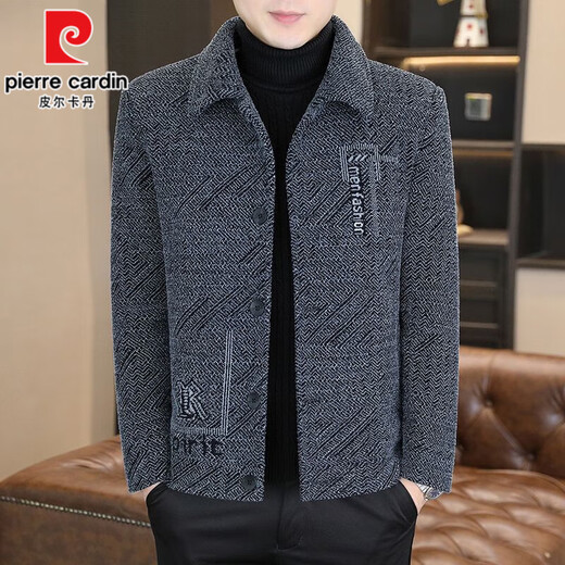 Pierre Cardin autumn and winter velvet thickening 2025 new men's coat casual woolen short coat high-end jacket 2529 light gray (poly velvet warm) L (105-120Jin Jin equals 0.5 kg)