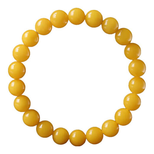 Natural chicken fat yellow beeswax bracelet for women, Russian material full of honey yellow amber single circle stacked Wenwan beads bead bracelet, bead diameter 6MM, intangible cultural heritage carefully selected obsidian grade chicken fat yellow beeswax