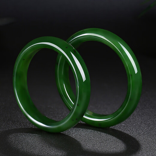 Pure Heart Stone Hetian Jade Bracelet Women's Oily Jasper Slightly Black Spinach Green Jade Bracelet Inner Diameter Approximately 55-56mm